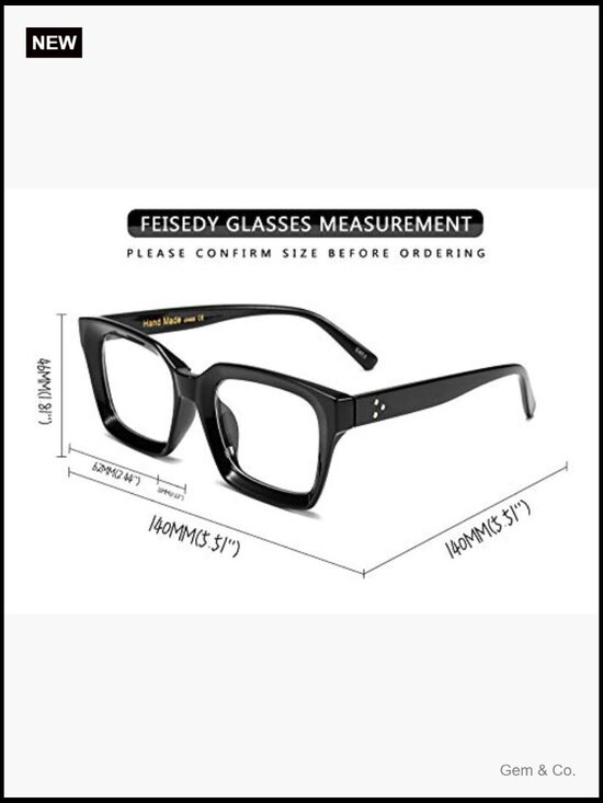 Square Thick Eyeglasses Frame for Women, Classic Full Rim Clear Lens main image 7
